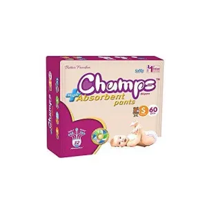 0951 Premium Champs High Absorbent Pant Style Diaper Small Size, 60 Pieces (951_Small_60)