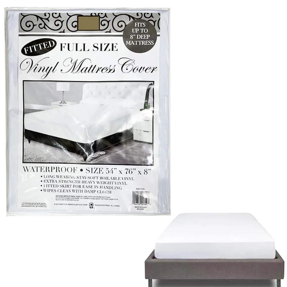 12 Pk Waterproof Mattress Cover Heavy Duty Vinyl White Bed Protector Full Size