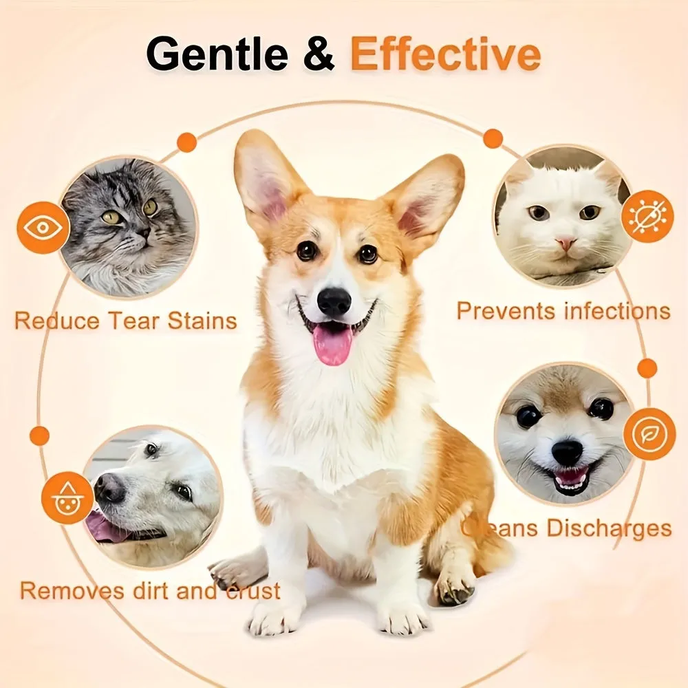 200pcs Pet Eye Cleaning Wipes Gentle Tear Stain Remover for Dogs and Cats