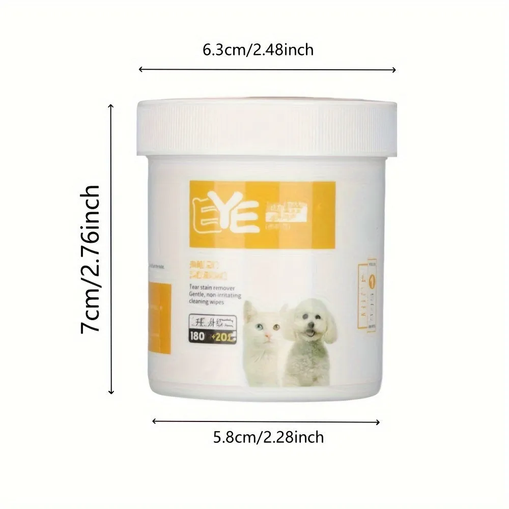 200pcs Pet Eye Cleaning Wipes Gentle Tear Stain Remover for Dogs and Cats