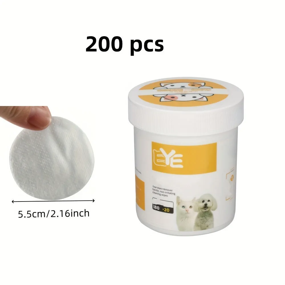 200pcs Pet Eye Cleaning Wipes Gentle Tear Stain Remover for Dogs and Cats