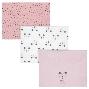3-Pack Baby Girls Bear Knit Burp Cloths