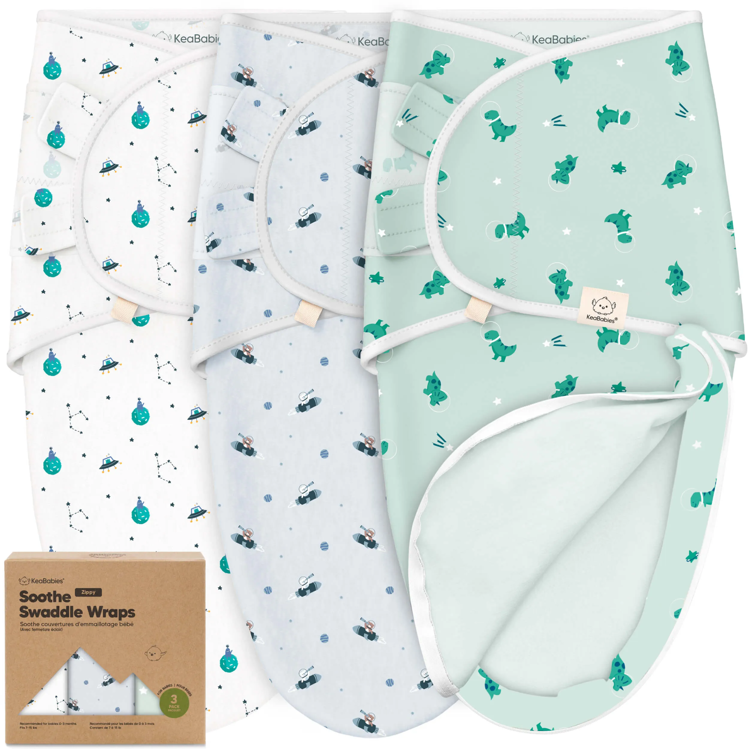 3-Pack Soothe Zippy Swaddle Wrap