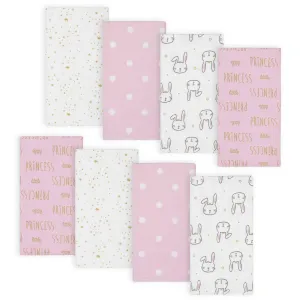 8-Pack Baby Girls Princess Flannel Burp Cloths