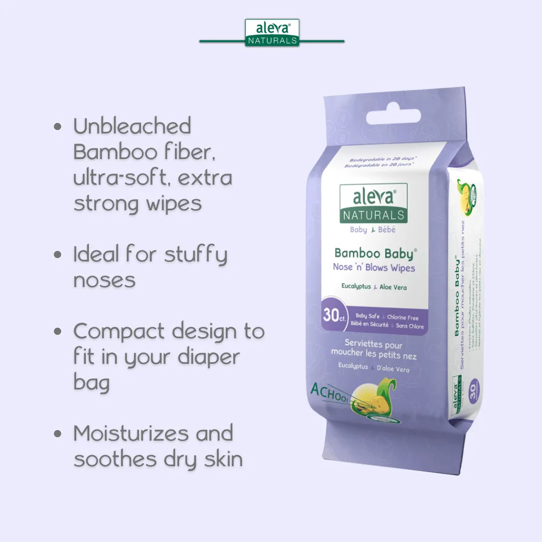 Aleva Naturals® Bamboo Baby® Nose 'n' Blows Wipes - 30 count