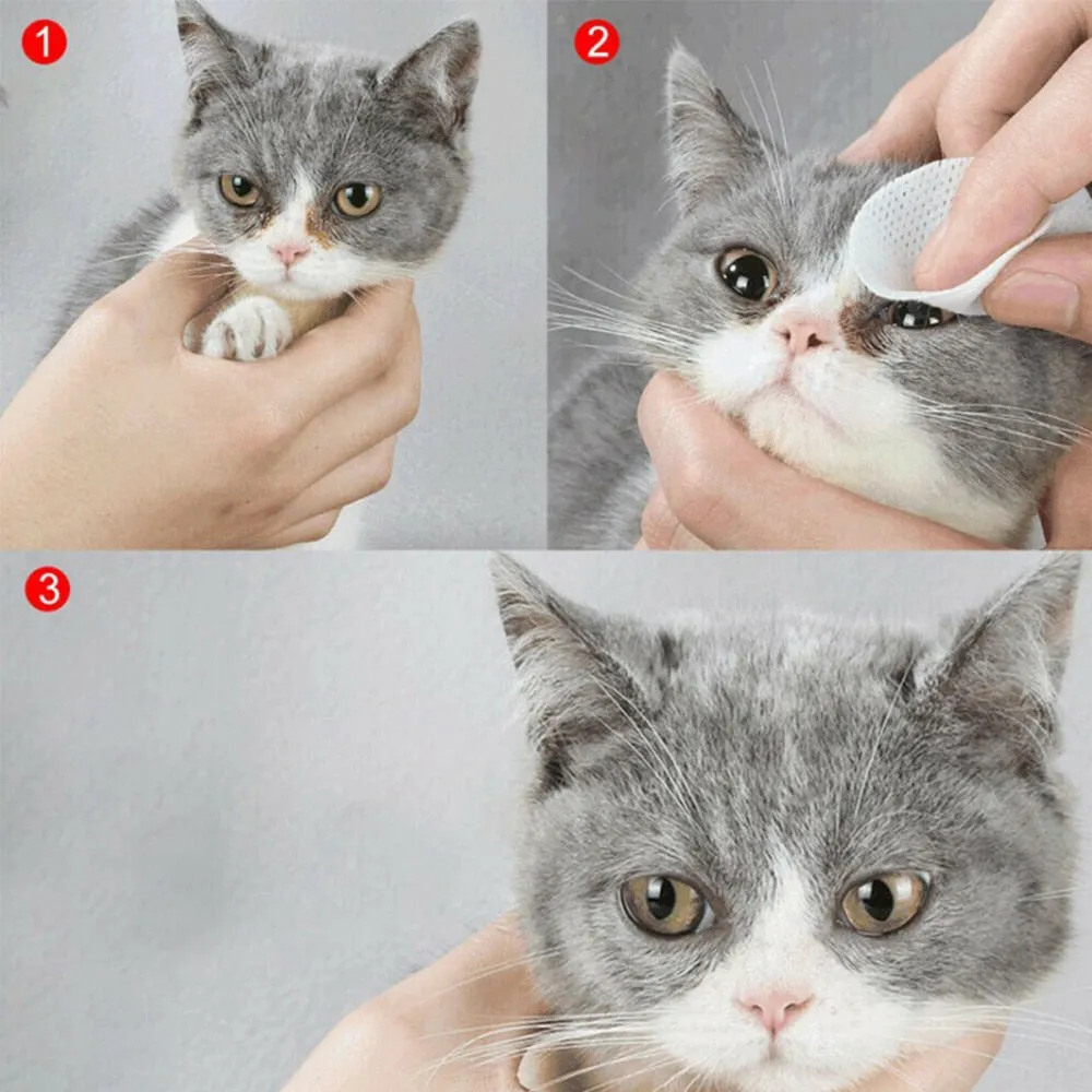 AnniePaw 130PCS/Set Pet Eye Wet Wipes Dog Cat Pet Cleaning Wipes Tear Stain Remover Gentle Non-initiating Wipes Towel Cleaning Supplies