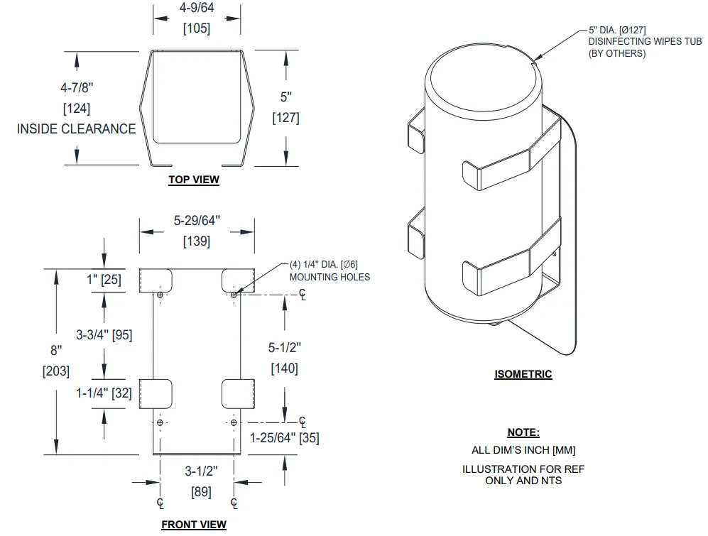 ASI 0502 Wipes Dispenser Holder - Attachment for Stands ONLY