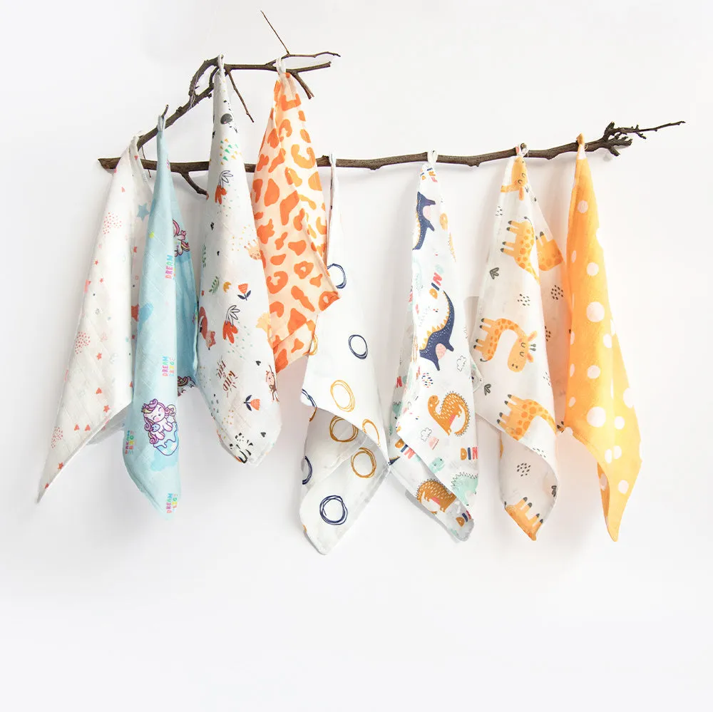Baby Animals- Organic Muslin Wipes (Set Of 8)