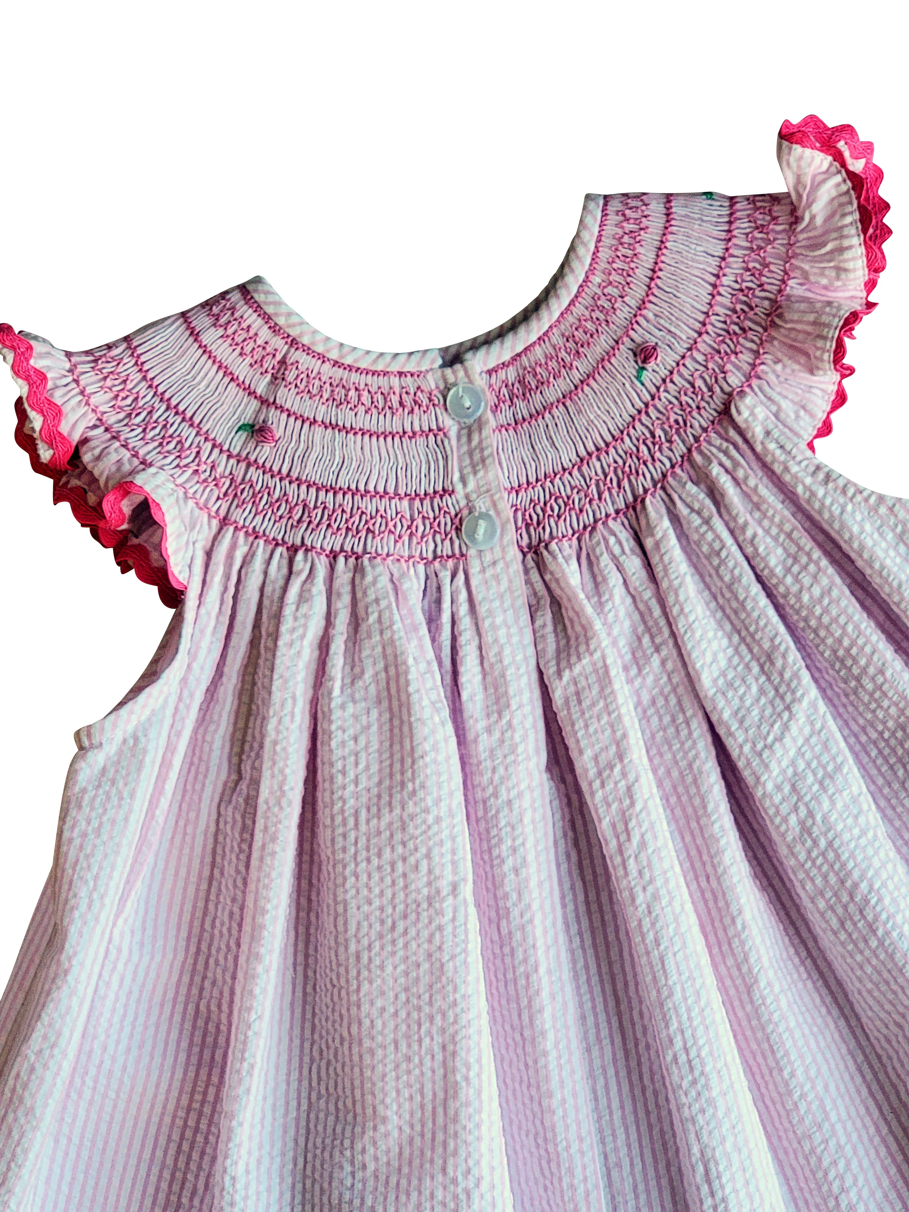 Baby Girl's "Lara" Seersucker Hand Smocked Bubble