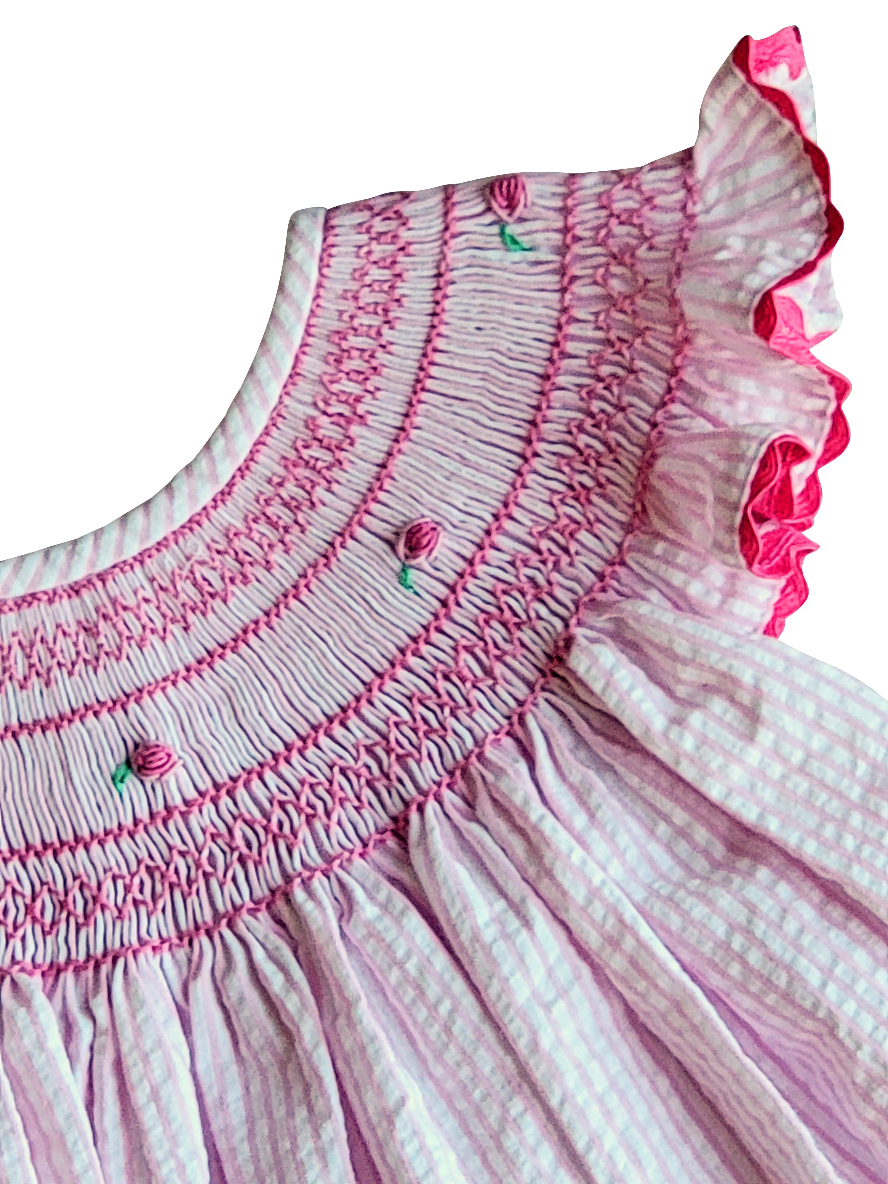 Baby Girl's "Lara" Seersucker Hand Smocked Bubble