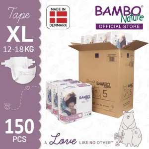 Bambo Nature Baby Diaper [Size 5 / 12-18kg] 25/pack, 6-packs
