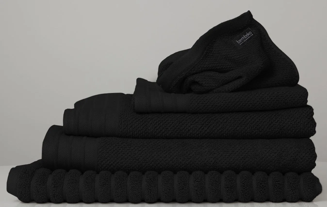 Bemboka Pure Cotton Bath Sheet - Jacquard Black