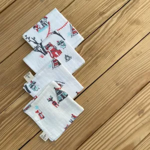 Boho Animal Muslin Napkins/Wash Cloth (Set Of 4)