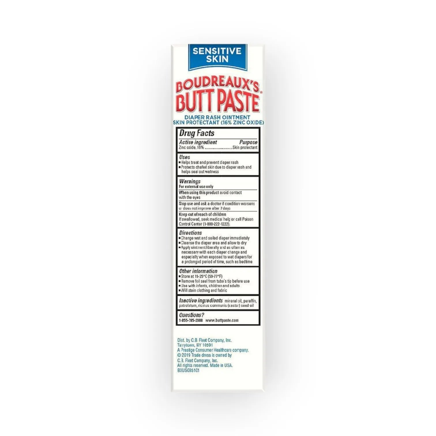 Boudreaux's Butt Paste Sensitive Skin Diaper Rash Ointment, 113g