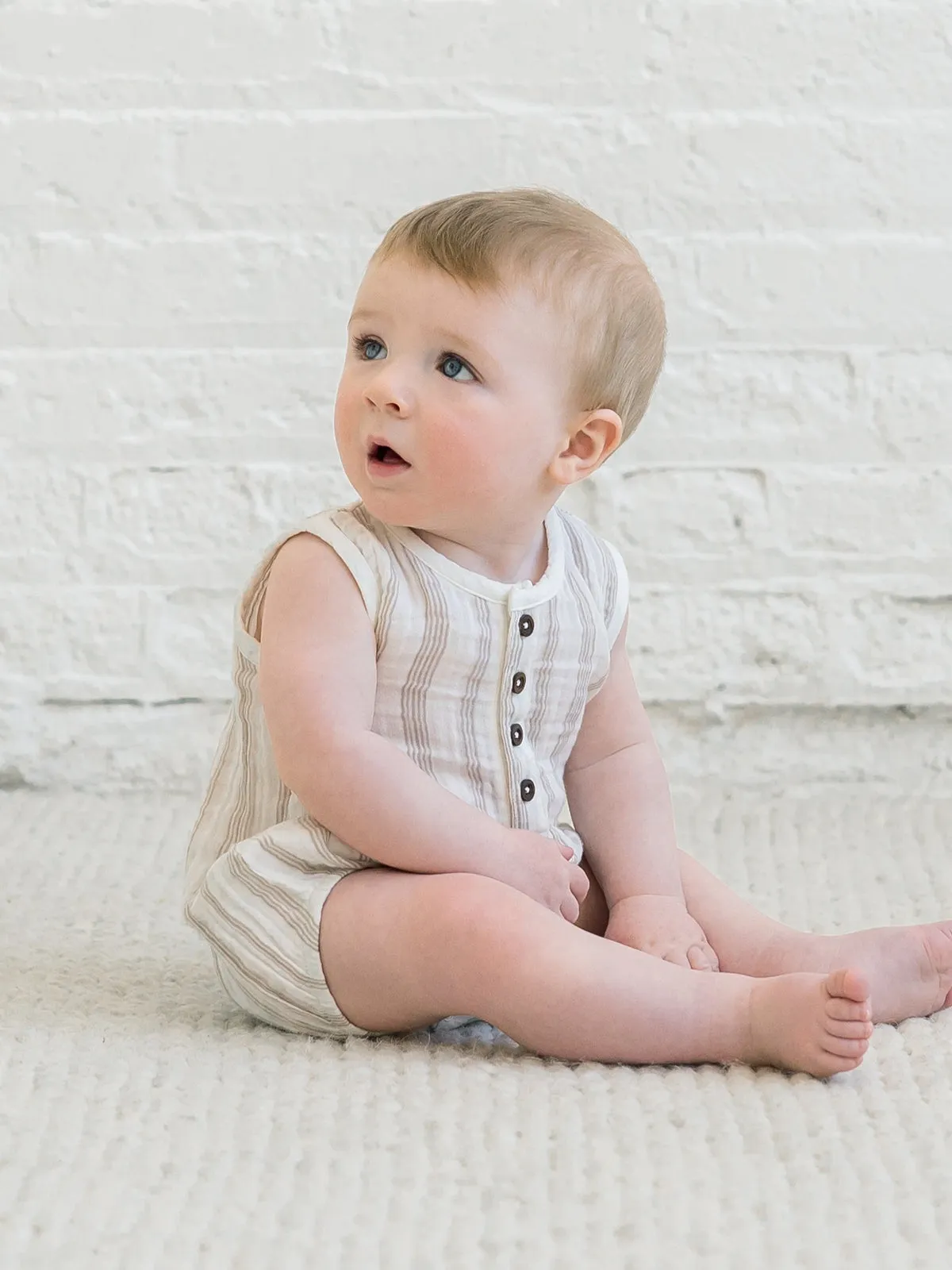 Bowie Bubble Romper - Enzo Stripe/Beige