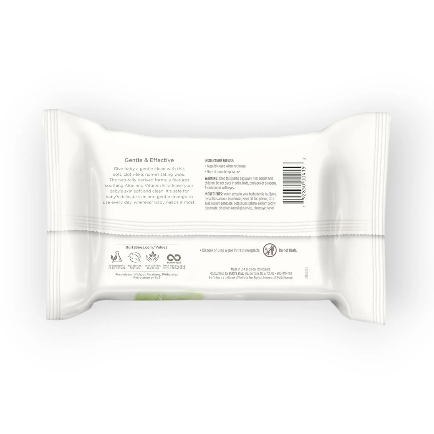 Burt's Bees Baby Chlorine-Free Wipes, 72 counts