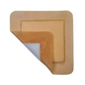 Cardinal Health Essentials Silicone Adhesive Border Foam 4" x 4" with 3" x 3" Silicone Coated Pad