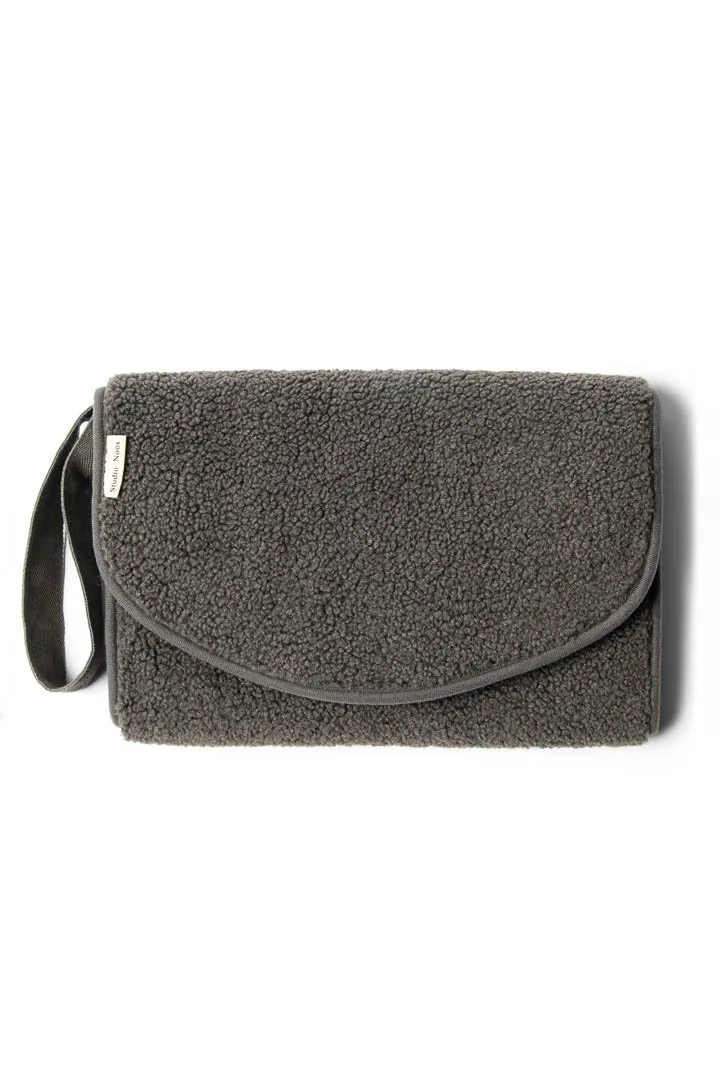 Dark Grey Chunky Teddy Changing Mat
