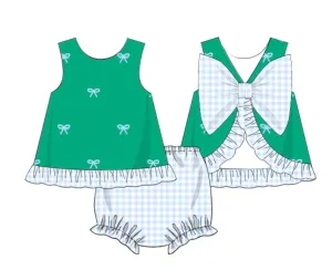 Embroidered Bow Diaper Set