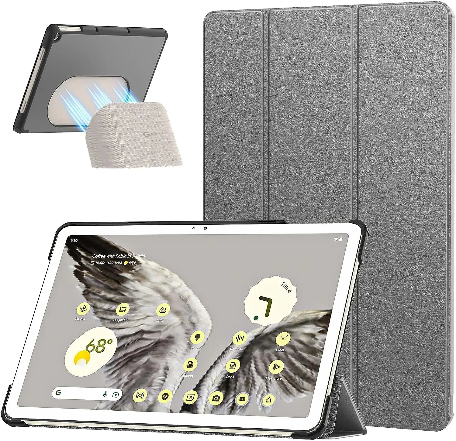 For 11 Inch Google Pixel Tablet 2023 Ultra Thin Slim Leather Tpu Back Full Protector Trifold Stand Case