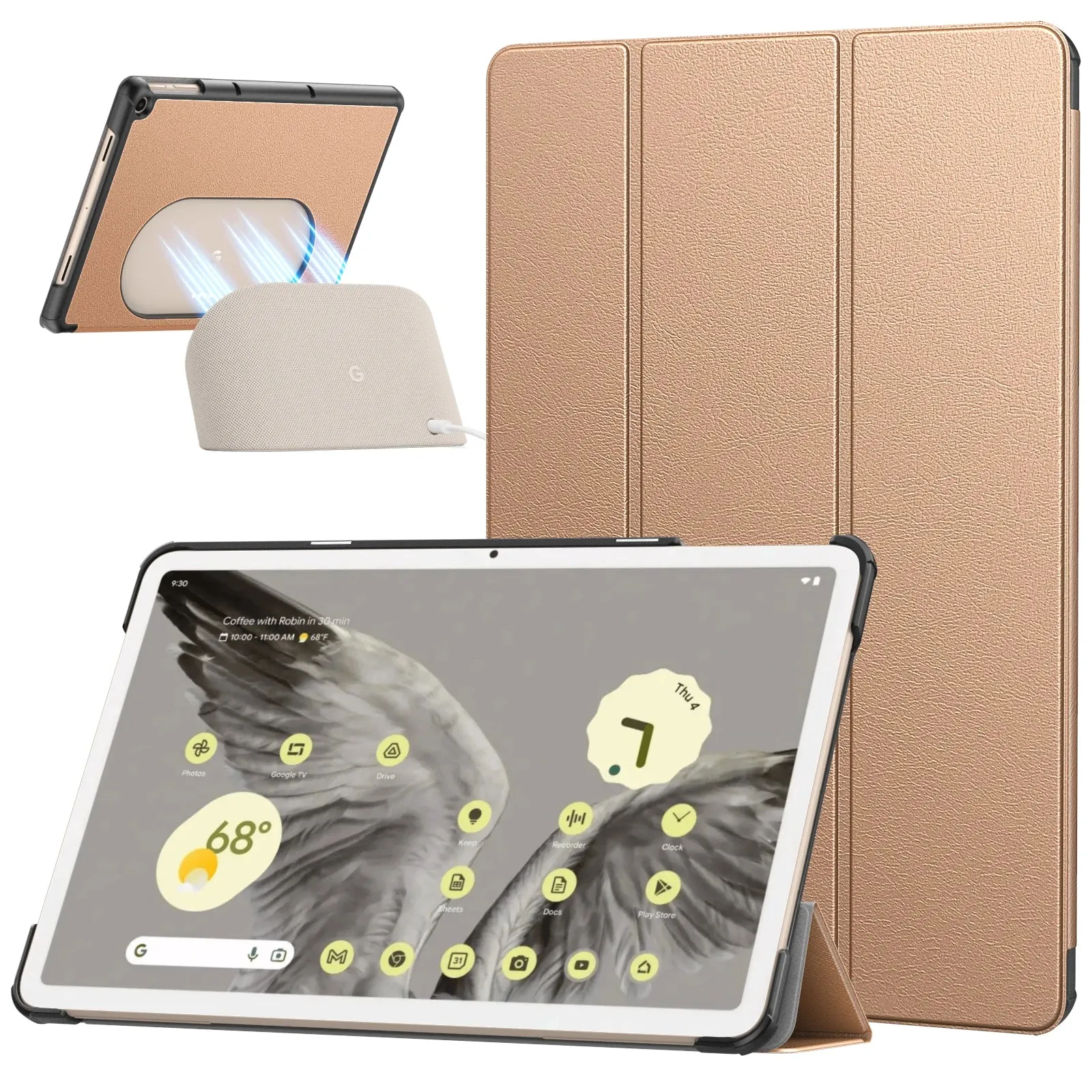 For 11 Inch Google Pixel Tablet 2023 Ultra Thin Slim Leather Tpu Back Full Protector Trifold Stand Case