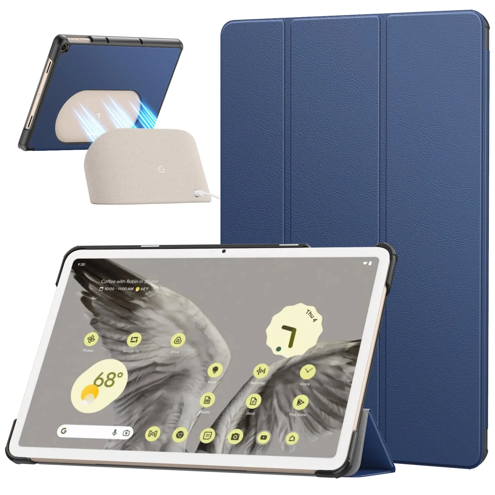 For 11 Inch Google Pixel Tablet 2023 Ultra Thin Slim Leather Tpu Back Full Protector Trifold Stand Case