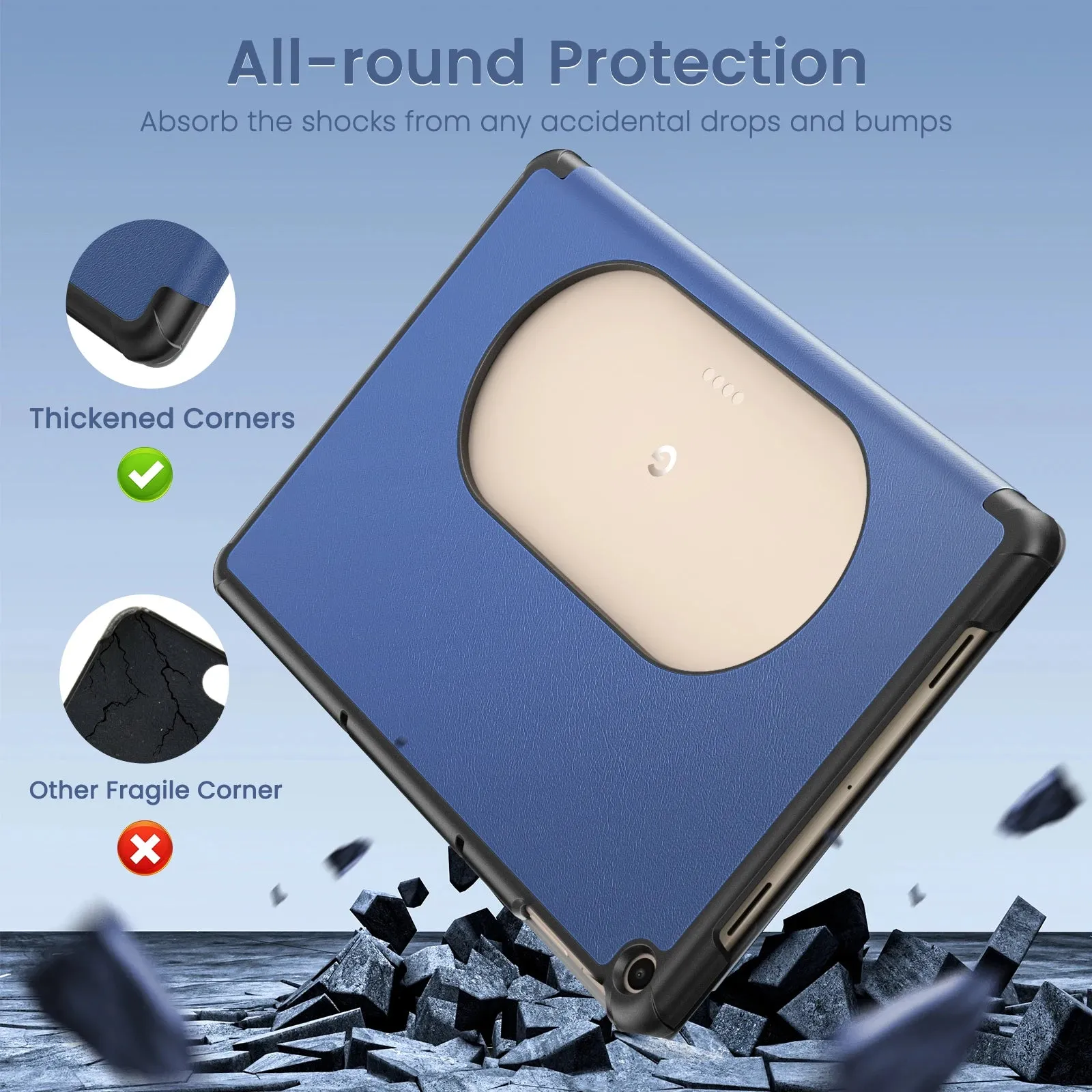 For 11 Inch Google Pixel Tablet 2023 Ultra Thin Slim Leather Tpu Back Full Protector Trifold Stand Case