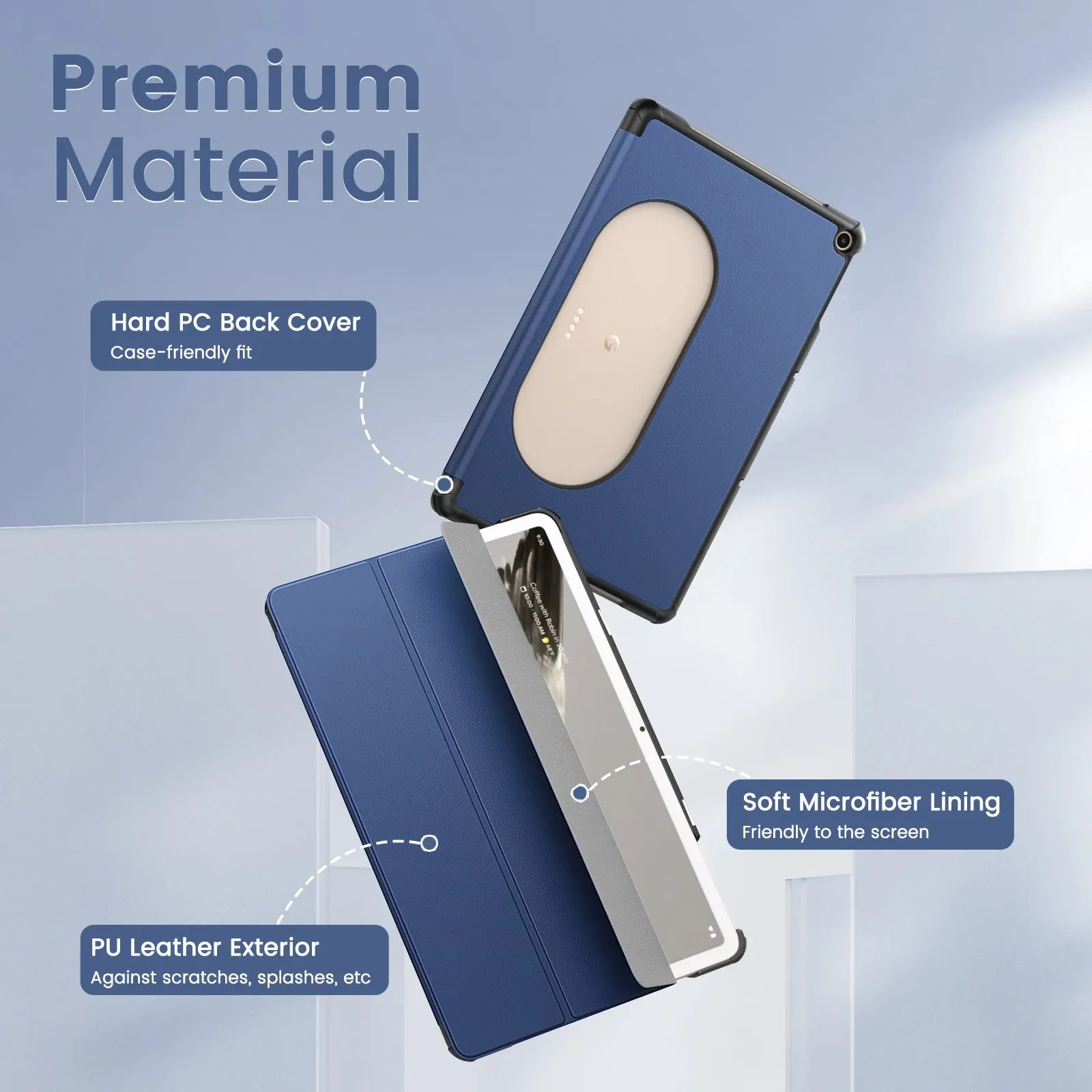 For 11 Inch Google Pixel Tablet 2023 Ultra Thin Slim Leather Tpu Back Full Protector Trifold Stand Case