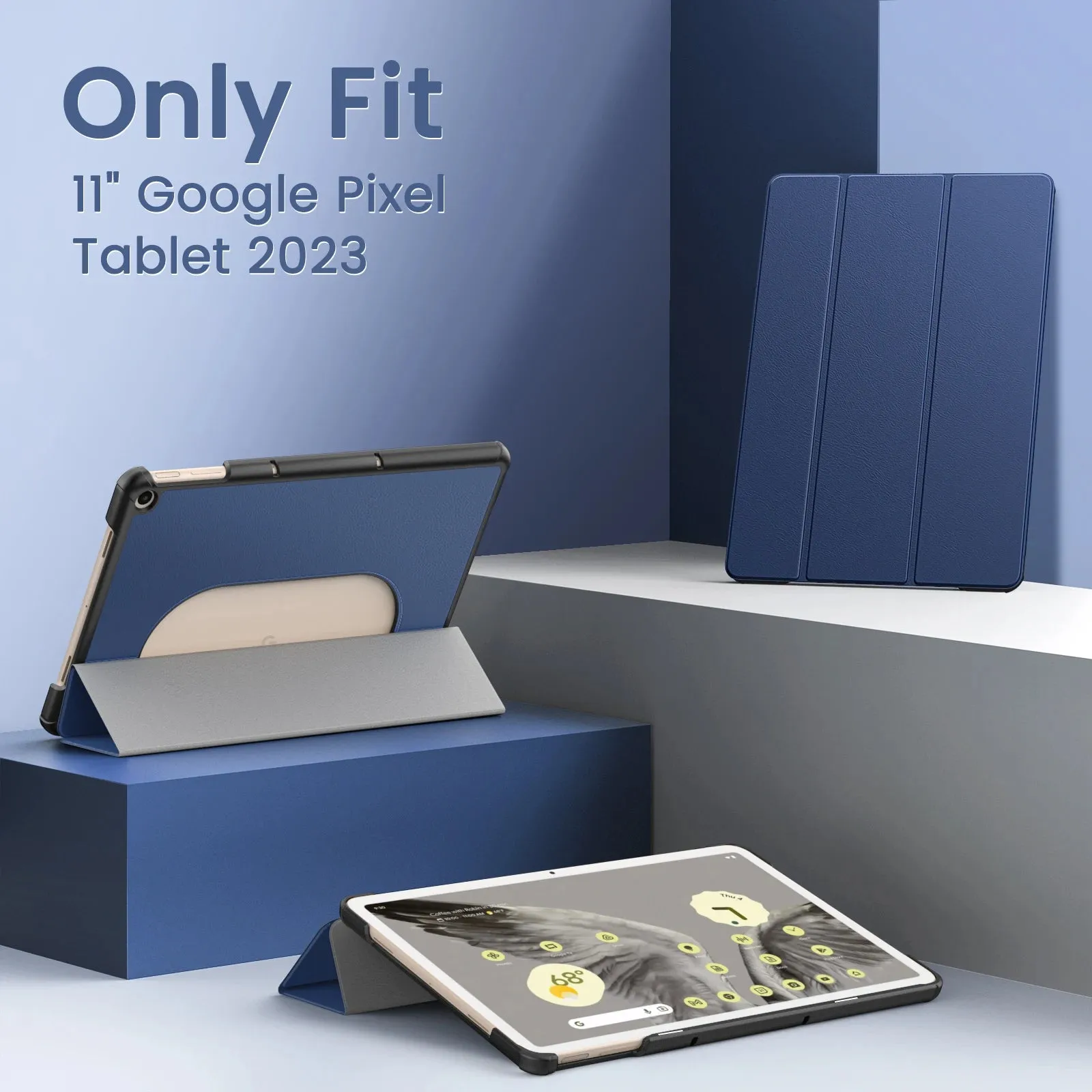 For 11 Inch Google Pixel Tablet 2023 Ultra Thin Slim Leather Tpu Back Full Protector Trifold Stand Case