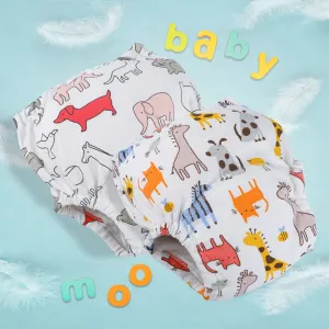 Fun In The Zoo Reusable Cloth Training Pants Clothing Accessory Diaper Panty 2 Pcs - Multicolour