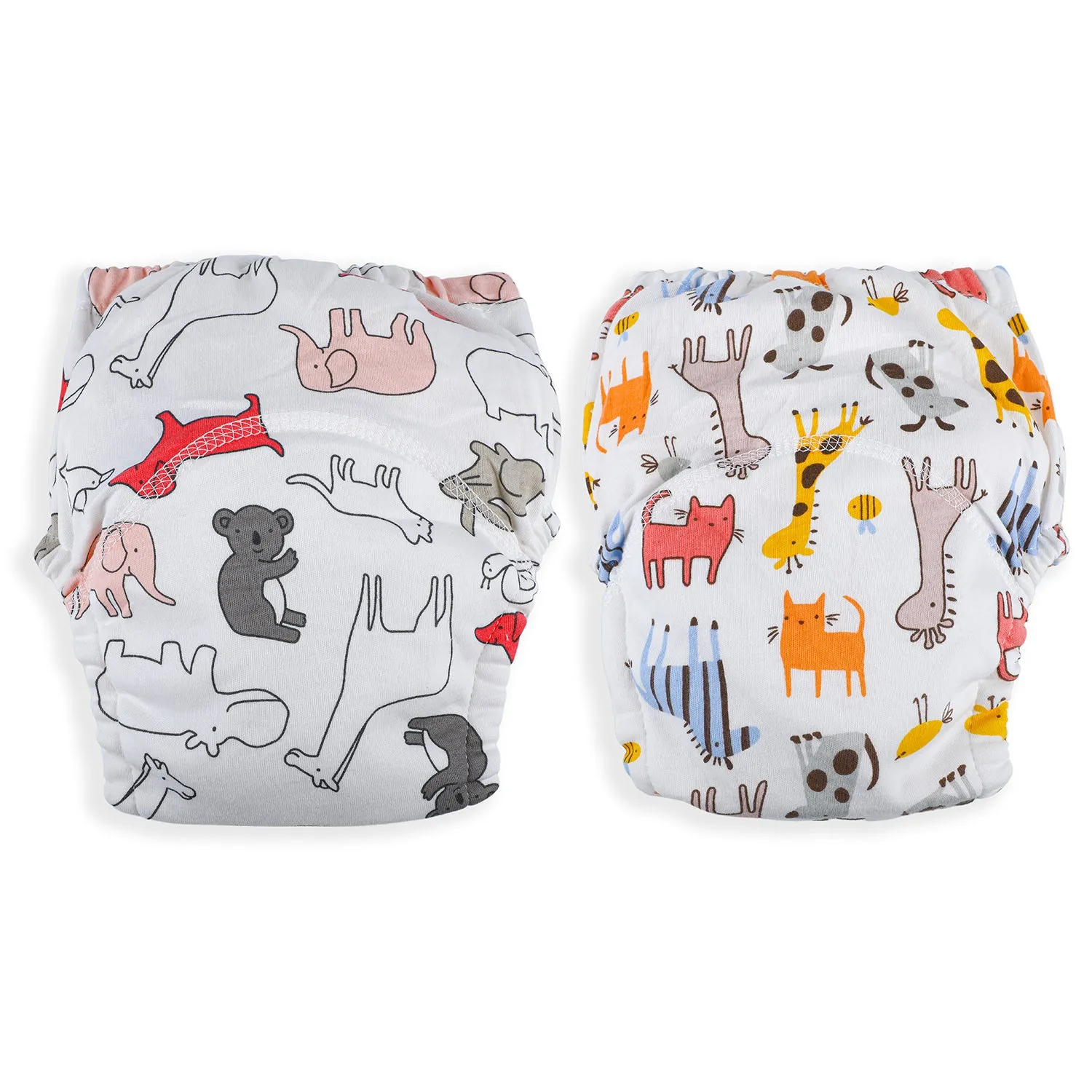Fun In The Zoo Reusable Cloth Training Pants Clothing Accessory Diaper Panty 2 Pcs - Multicolour