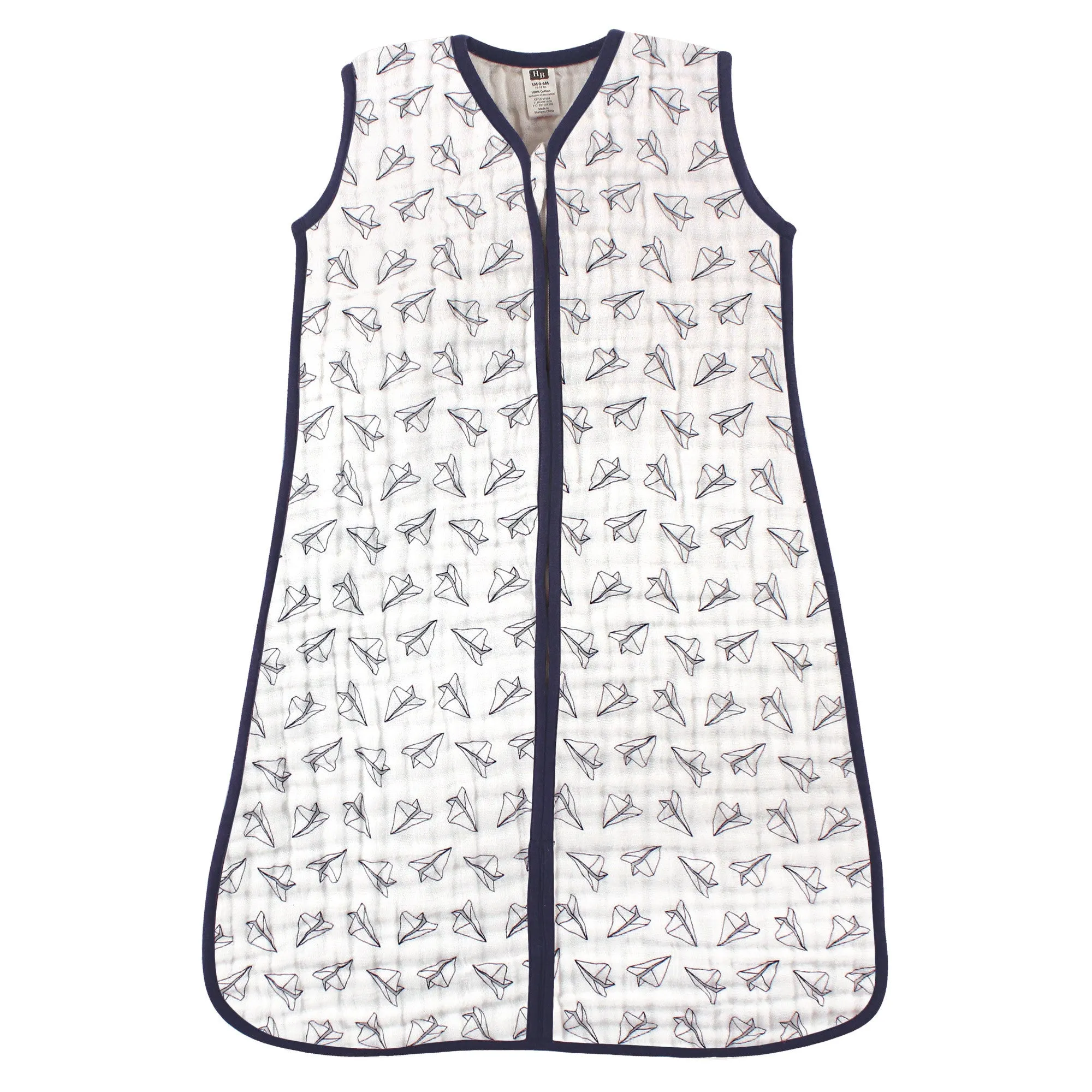 Hudson Baby Muslin Cotton Sleeveless Wearable Sleeping Bag, Sack, Blanket, Paper Airplane
