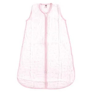 Hudson Baby Muslin Cotton Sleeveless Wearable Sleeping Bag, Sack, Blanket, Pink Stars