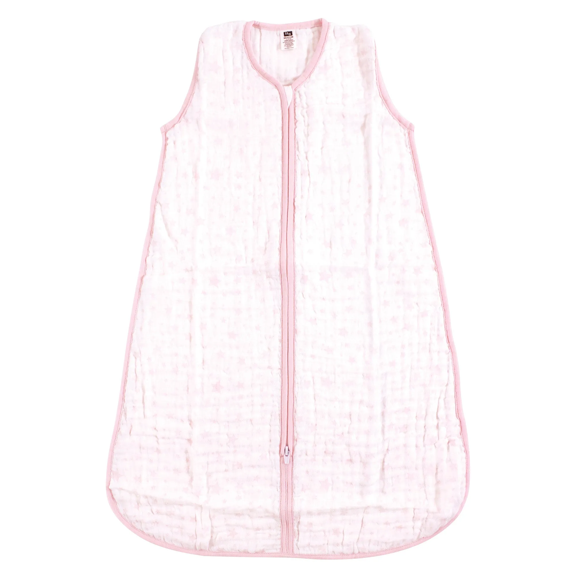 Hudson Baby Muslin Cotton Sleeveless Wearable Sleeping Bag, Sack, Blanket, Pink Stars