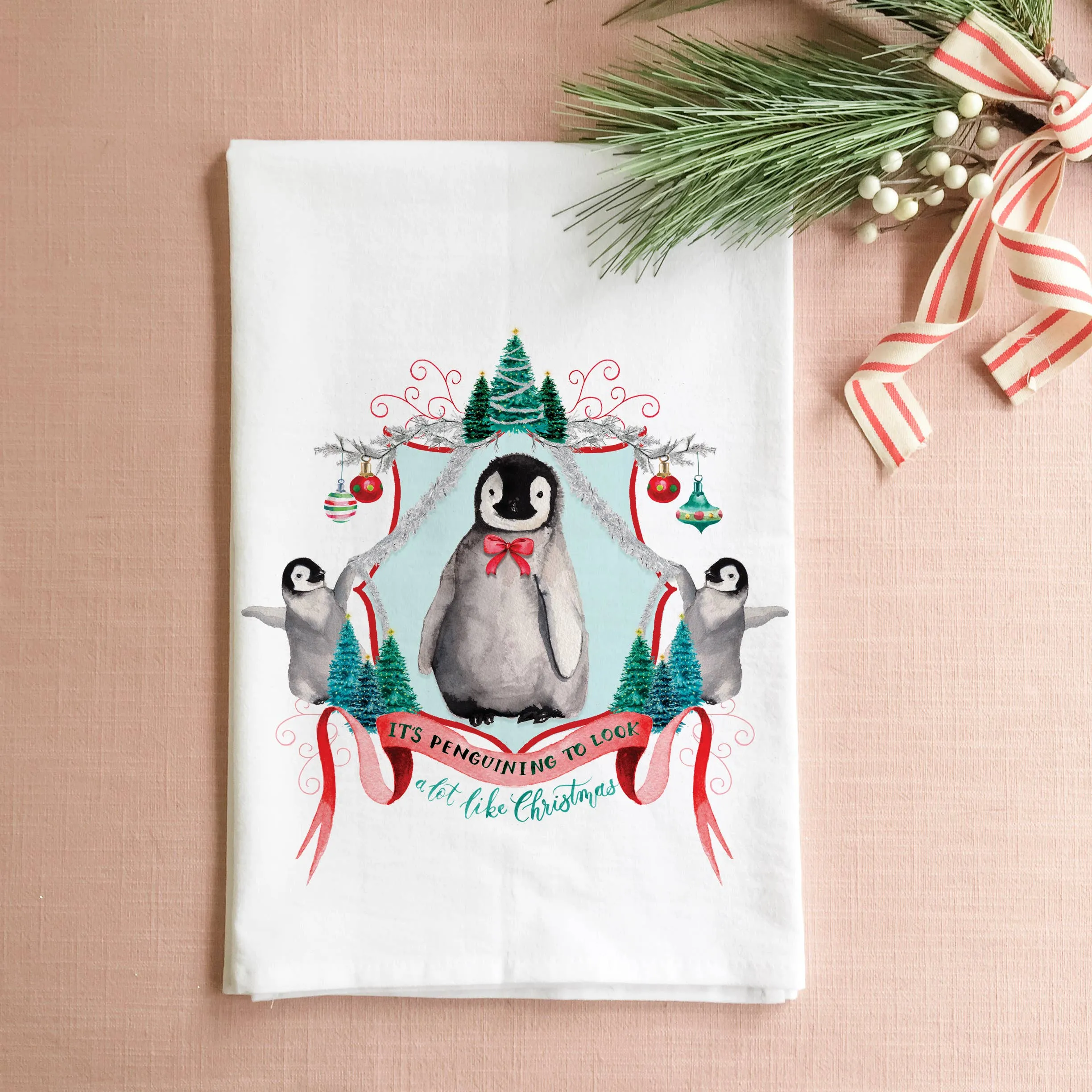 It's Penguining to Look a Lot Like Christmas Tea Towel