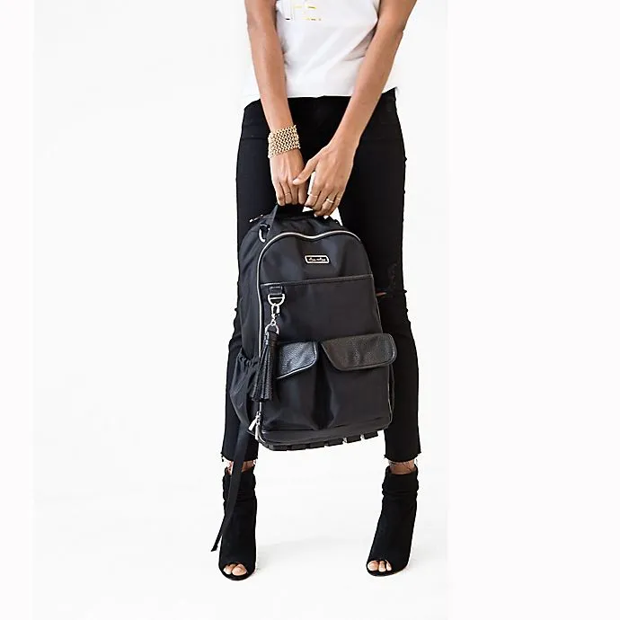 Itzy Ritzy Boss Diaper Bag Backpack Black Herringbone FREE Latte Teether