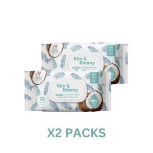 Kim & Kimmy 99% Water Organic Baby Wet Wipes, 70 Counts, Pack of 2
