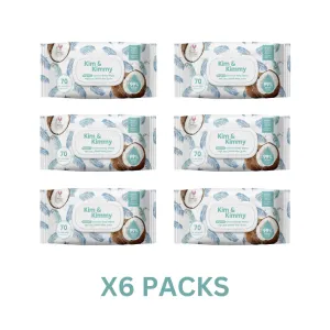 Kim & Kimmy 99% Water Organic Baby Wet Wipes, 70 Counts, Pack of 6