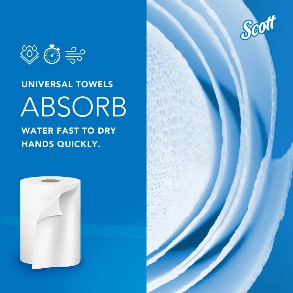 Kimberly-Clark Scott 01000 8" x 1,000' 1.5" Core White High Capacity Roll Towels, Case of 12
