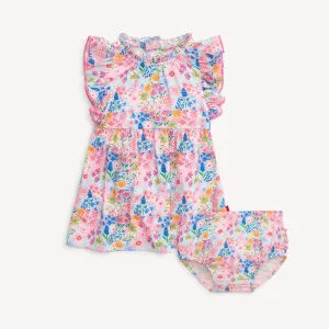 Lily Modal Magnetic Ruffle Sleeve Dress   Diaper Cover Set