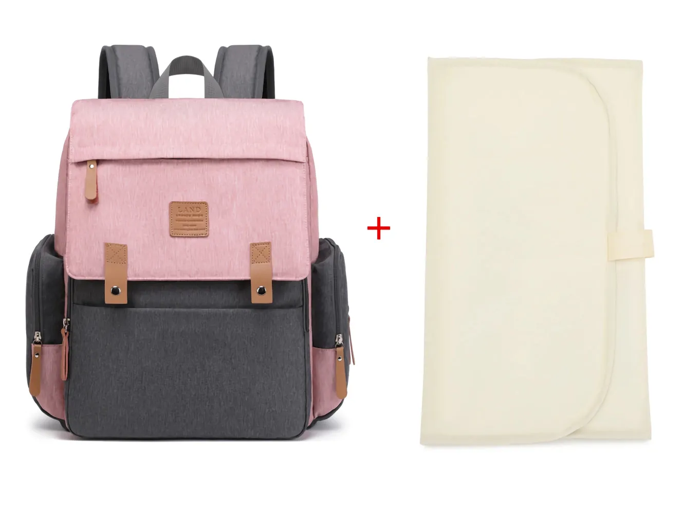 Luxury Leather Diaper Backpack with Stroller Hooks and Changing Mat