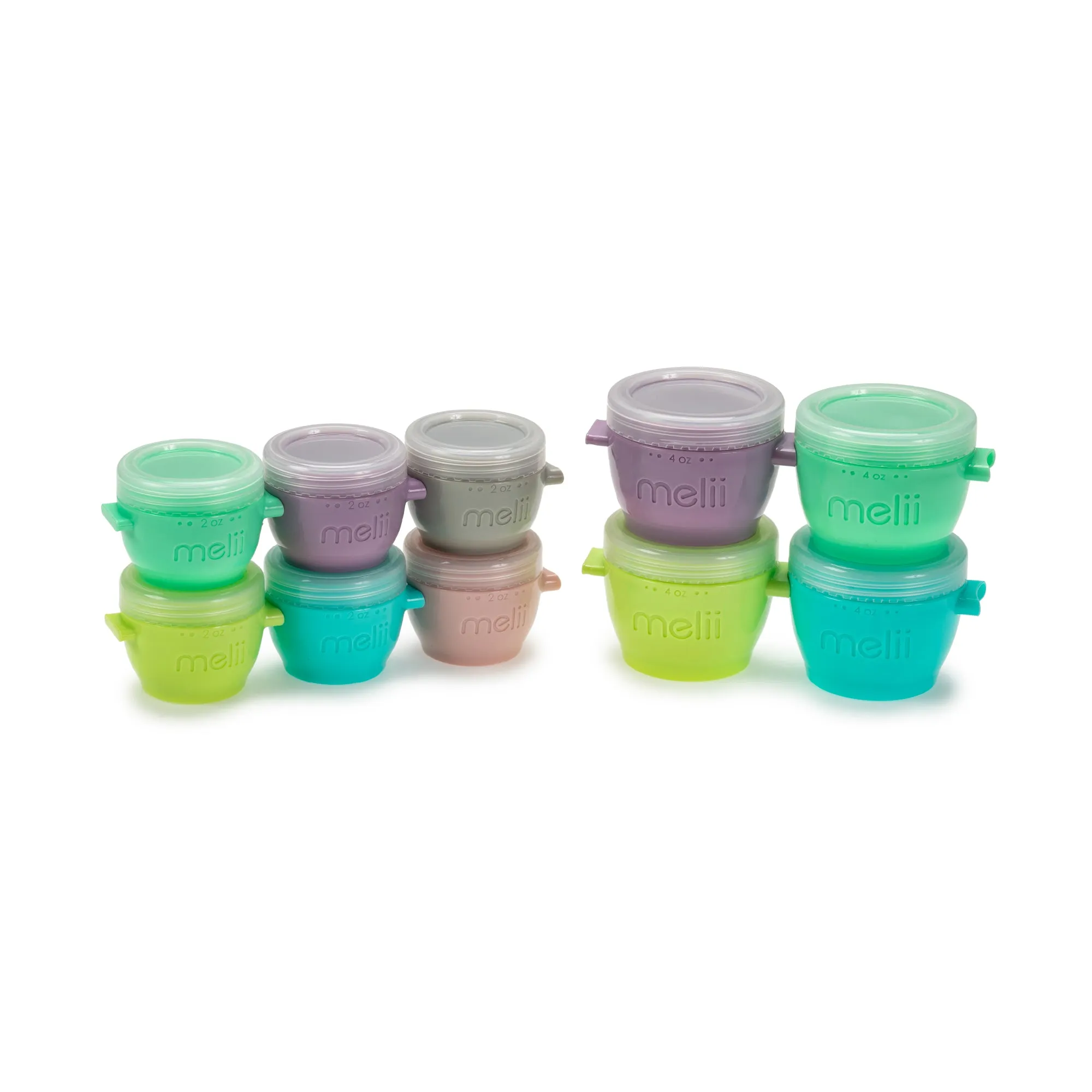 Melii Snap & Go Pods - Airtight & Leakproof Baby Food Containers - Baby Food Storage Pods for Effortless Mealtime, 2oz, set of 6    4oz, set of 4