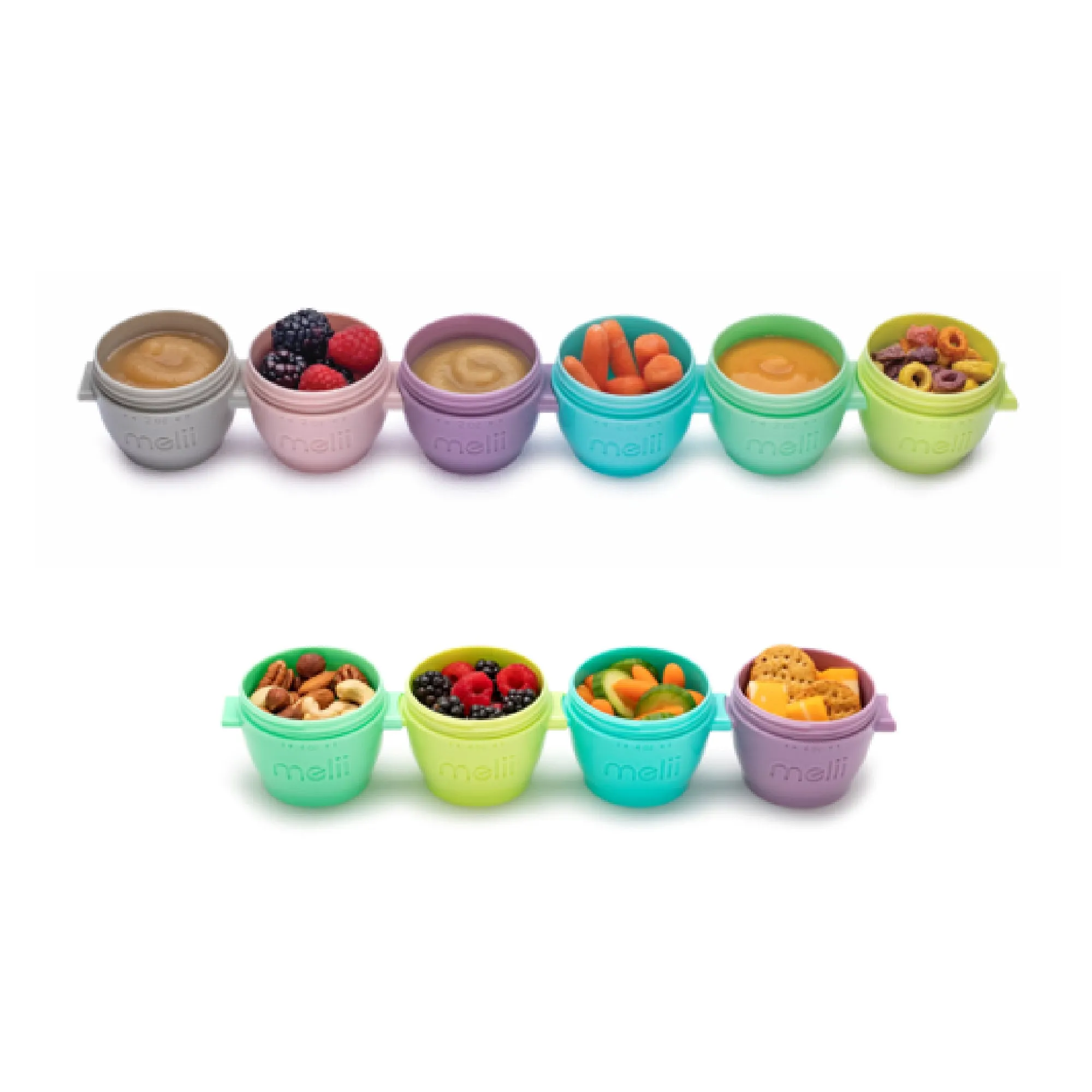 Melii Snap & Go Pods - Airtight & Leakproof Baby Food Containers - Baby Food Storage Pods for Effortless Mealtime, 2oz, set of 6    4oz, set of 4