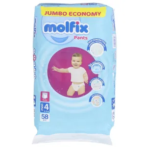 Molfix - Pants Diapers - Jumbo Pack - Maxi Size 4 - 58 Pieces
