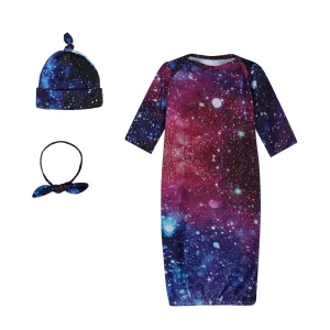 Newborn boy coming home outfit, baby sleep gown, Mommy and me dress, Mother son matching, Baby girl hospital outfit, Galaxy.