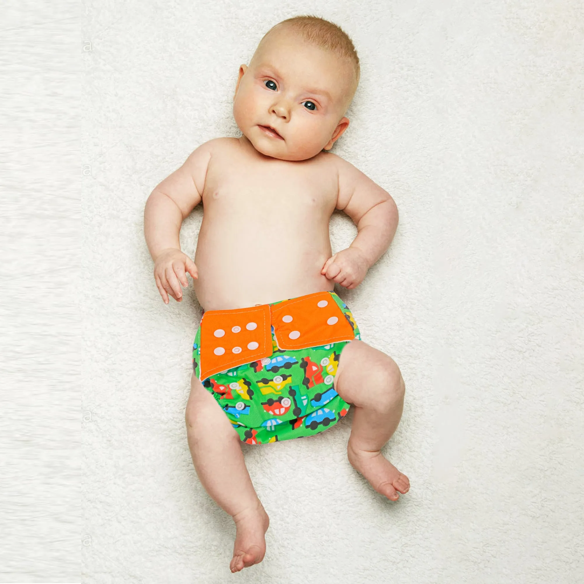 On-The-Go Orange And Green Reusable Diaper