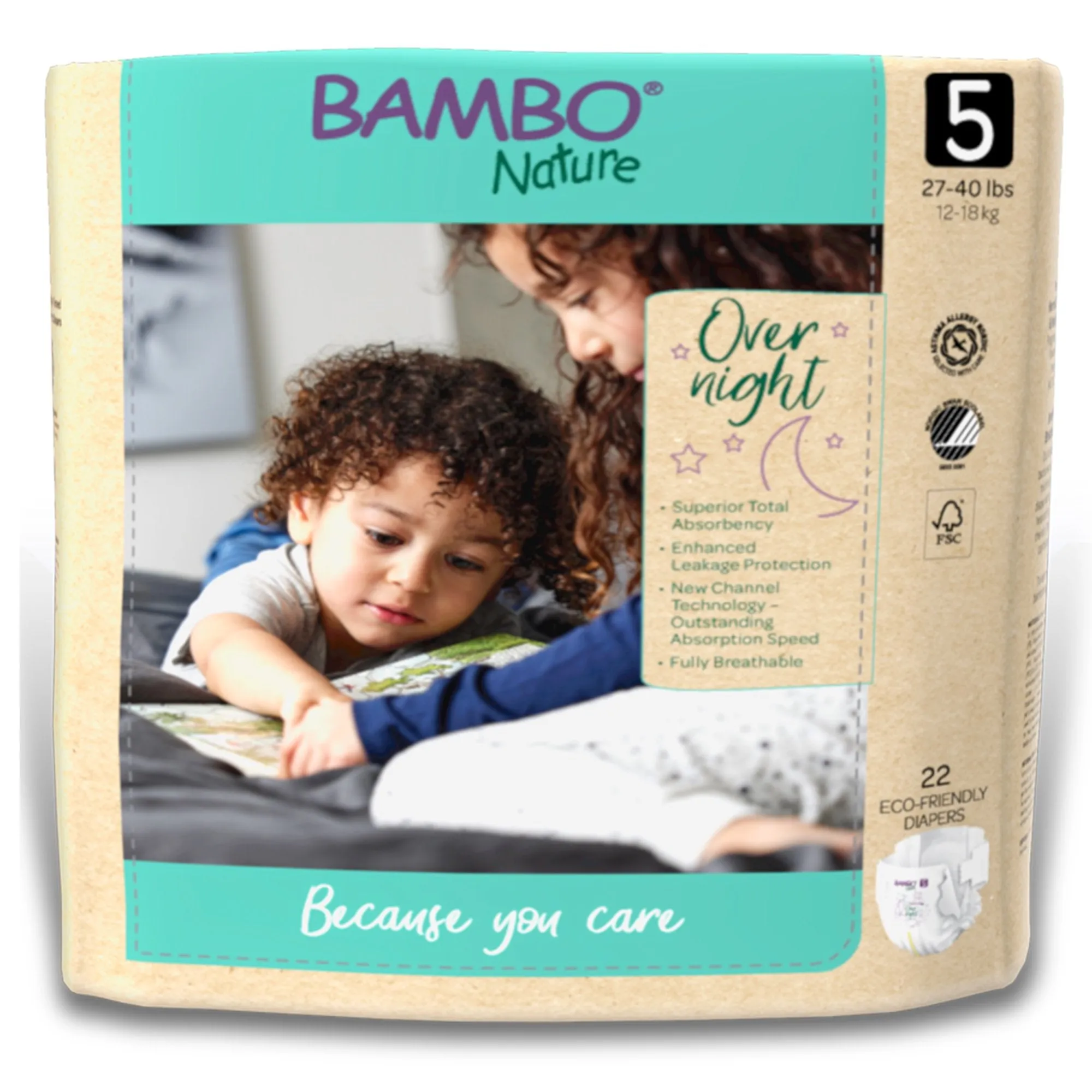 Overnight Baby Diaper, Eco Friendly, Size 5, 24-40 lbs.