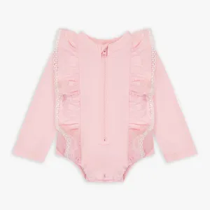 Pink Long Sleeve Swimsuit