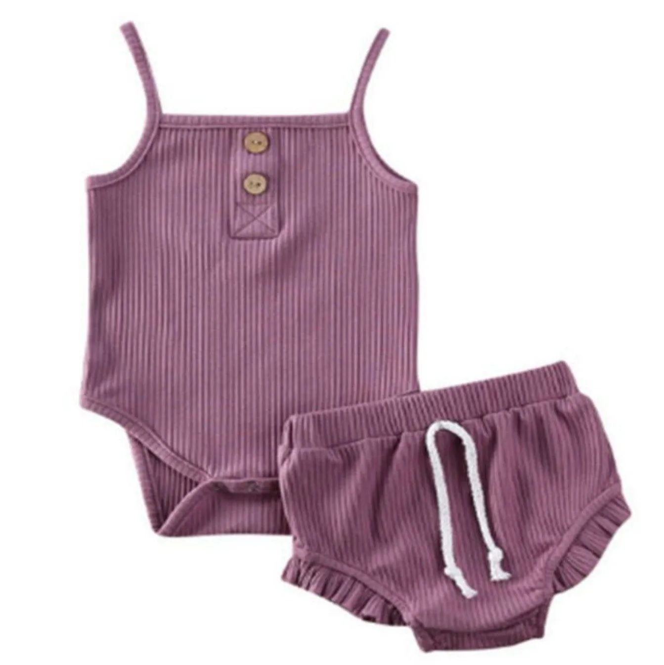 Ribbed Infant Knit Onesie & Shorts Set