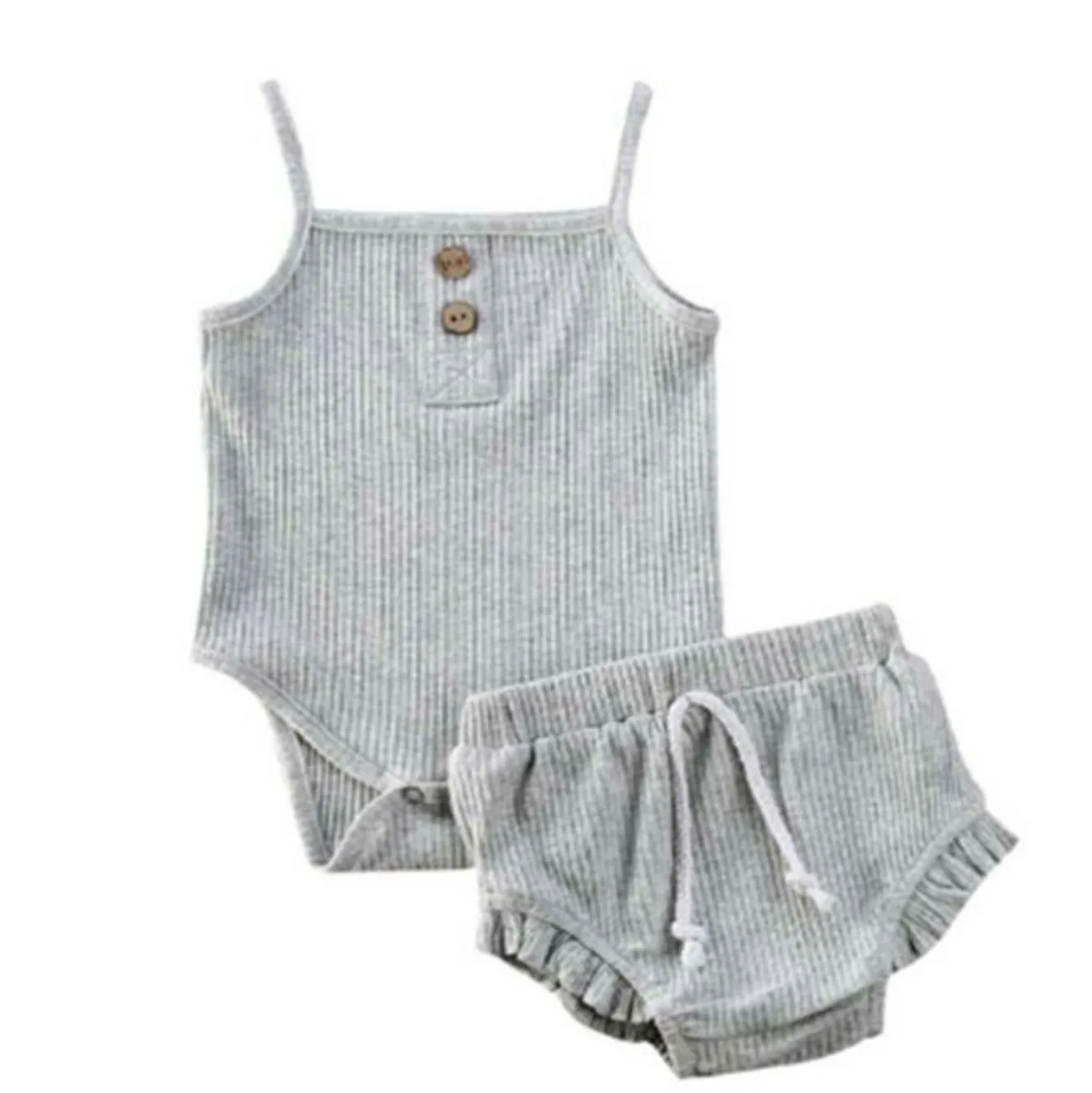 Ribbed Infant Knit Onesie & Shorts Set